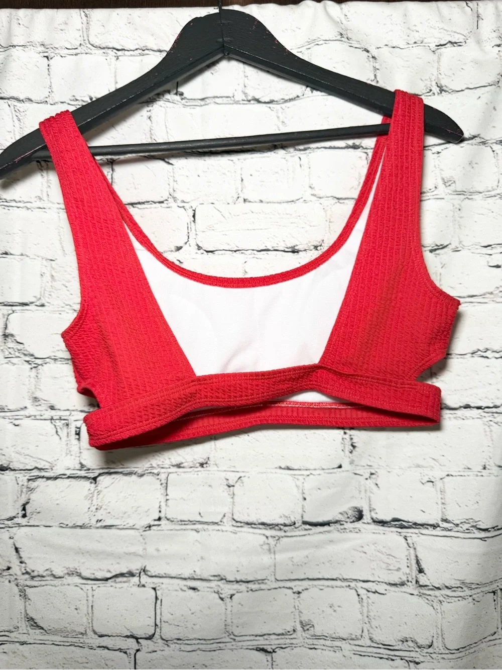 Red Ribbed swim top. Size M